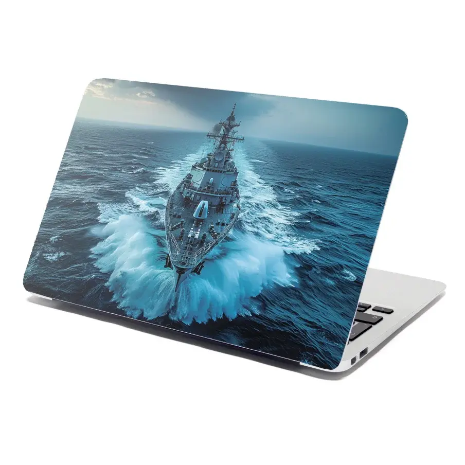 Samolepka na notebook Válečná loď prorážející oceán - 38x26 cm