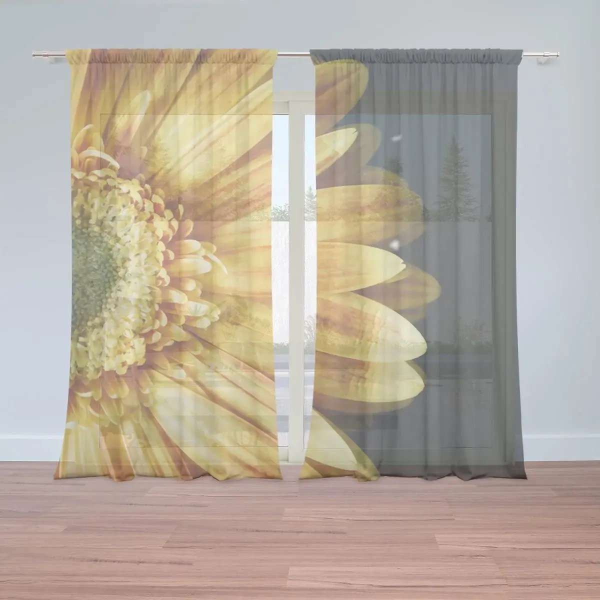 Záclony Žlutá gerbera: 2ks 150x250cm