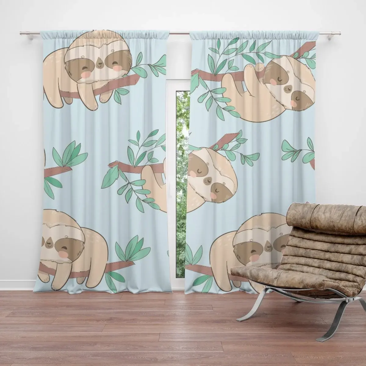 Závěs Lenochodi na větvi: 2ks 140x250cm