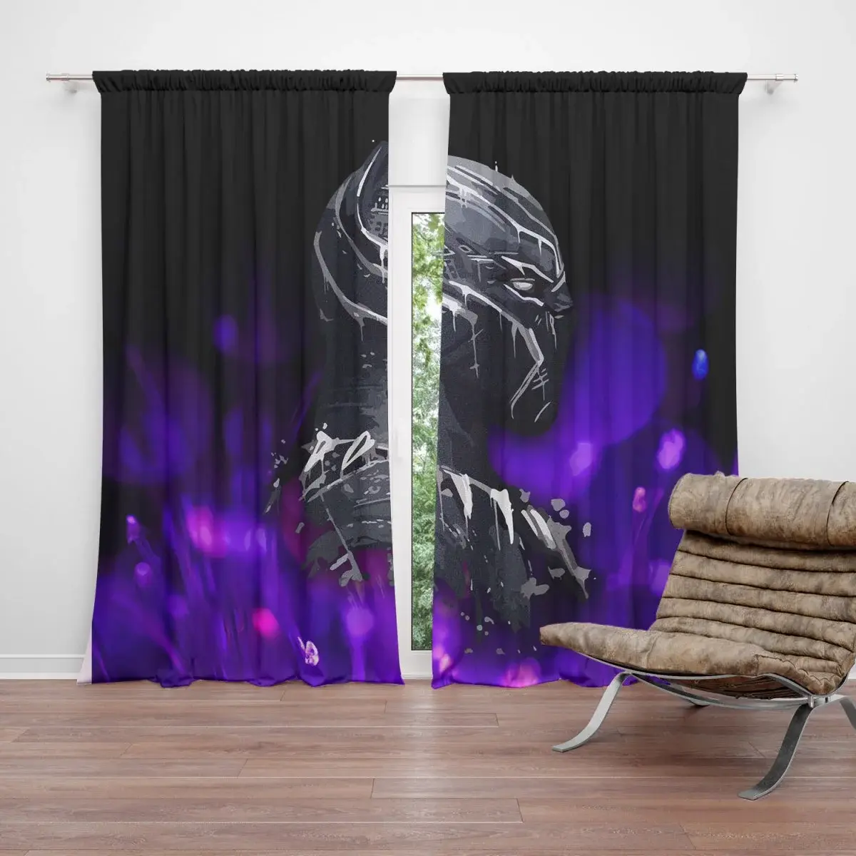 Závěs BLACK PANTHER Fialová luminescence: 2ks 140x250cm
