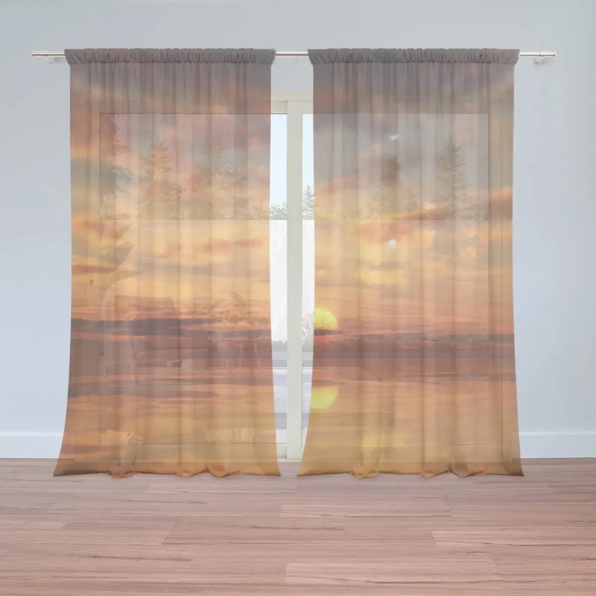 Záclony Oranžové slunce: 2ks 150x250cm