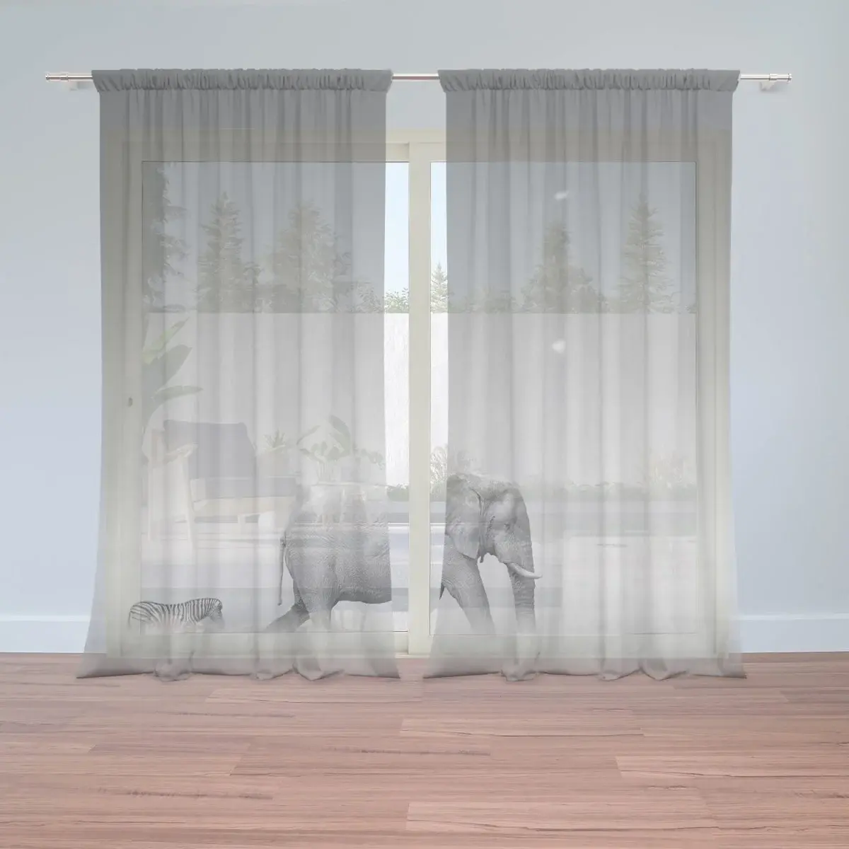 Záclony Slon a zebra: 2ks 150x250cm