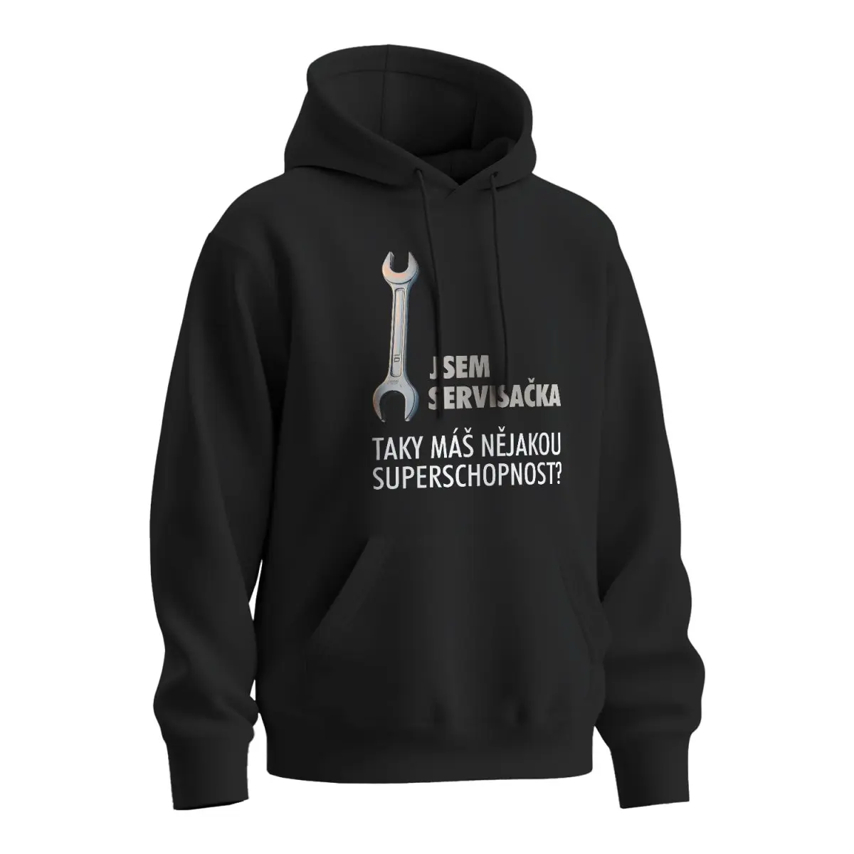 Mikina s potiskem Jsem servisačka, taky máš nějakou superschopnost? - černá 4XL