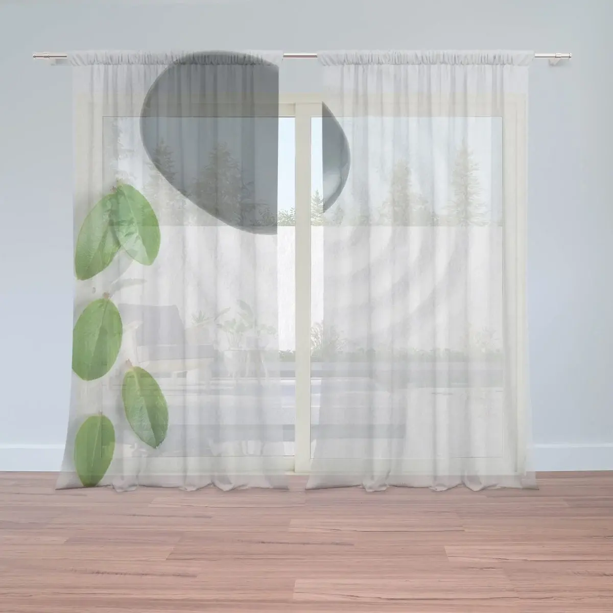 Záclony Listy a kámen: 2ks 150x250cm