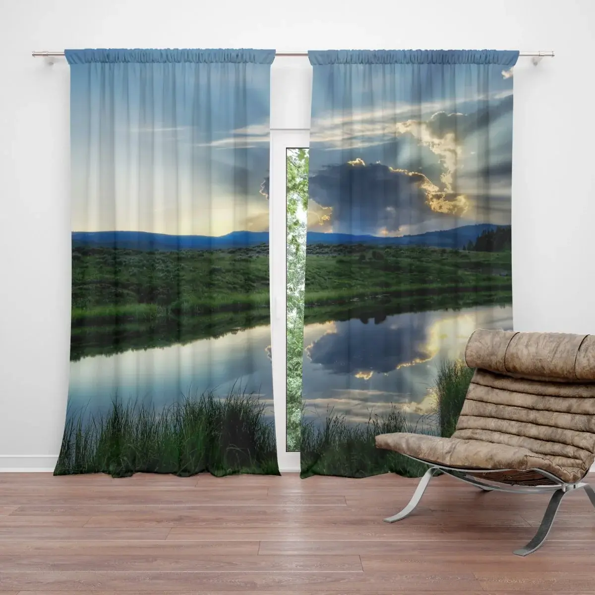 Závěs Mrak nad řekou: 2ks 140x250cm
