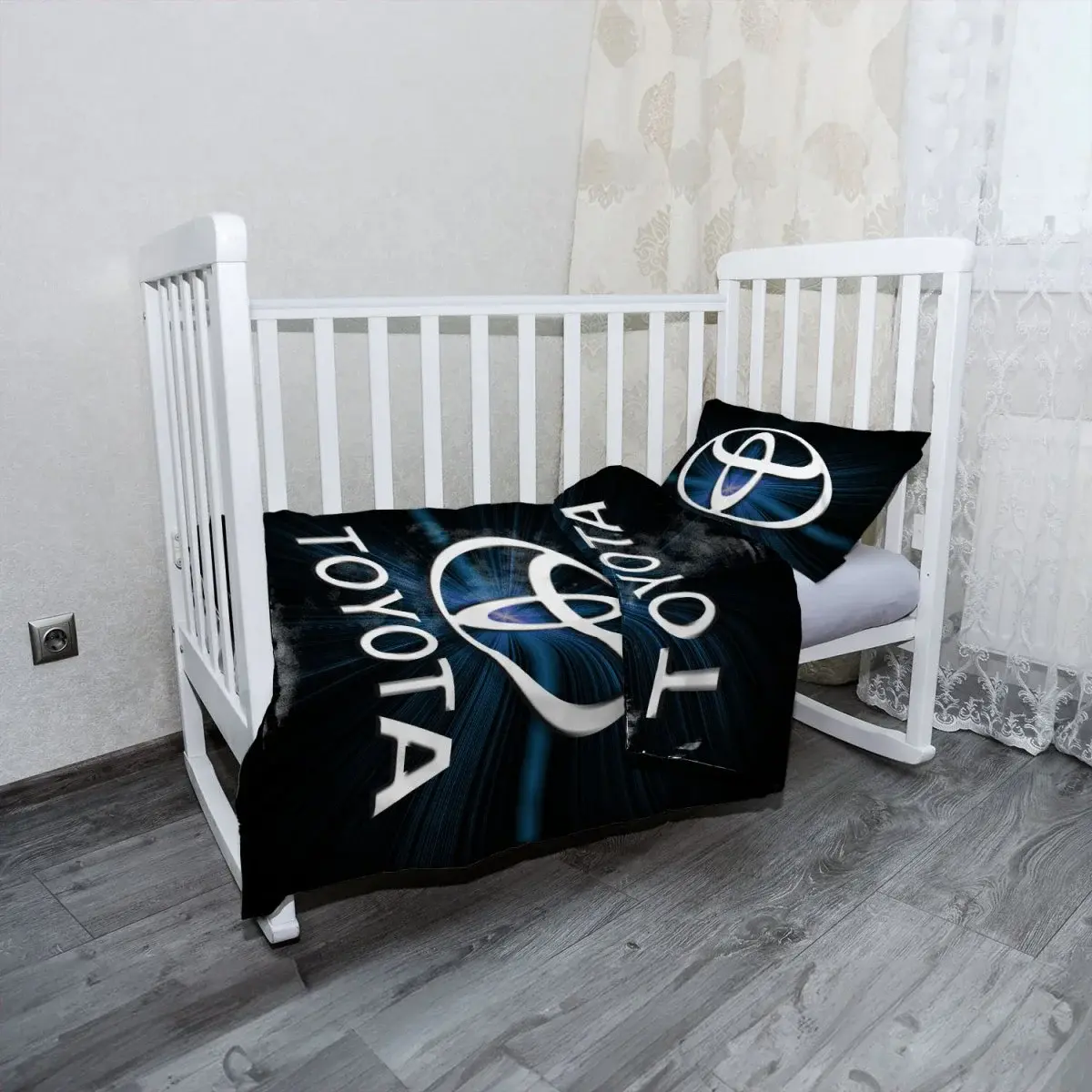 Mikroplyšové dětské povlečení do postýlky Toyota Blue Glow - 100x135 / 40x60