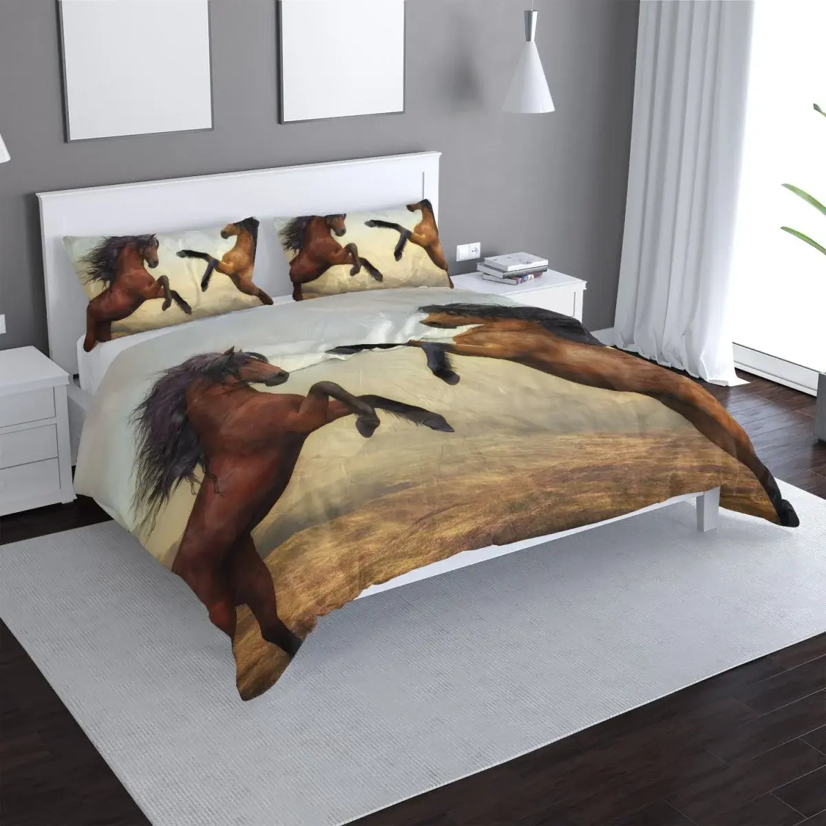 Povlečení Vzpínající se koně - 140x220 / 90x70