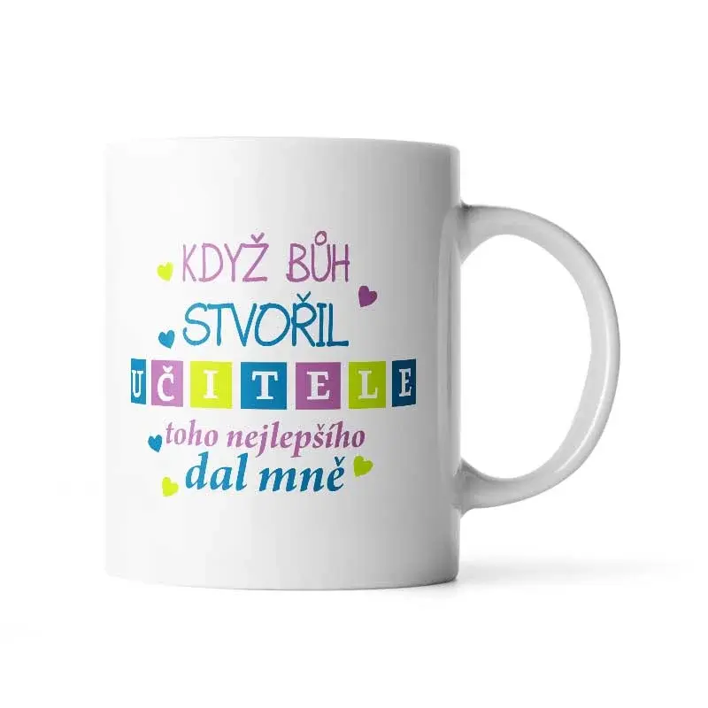 Hrnek Když Bůh stvořil učitele - 200 ml - espresso