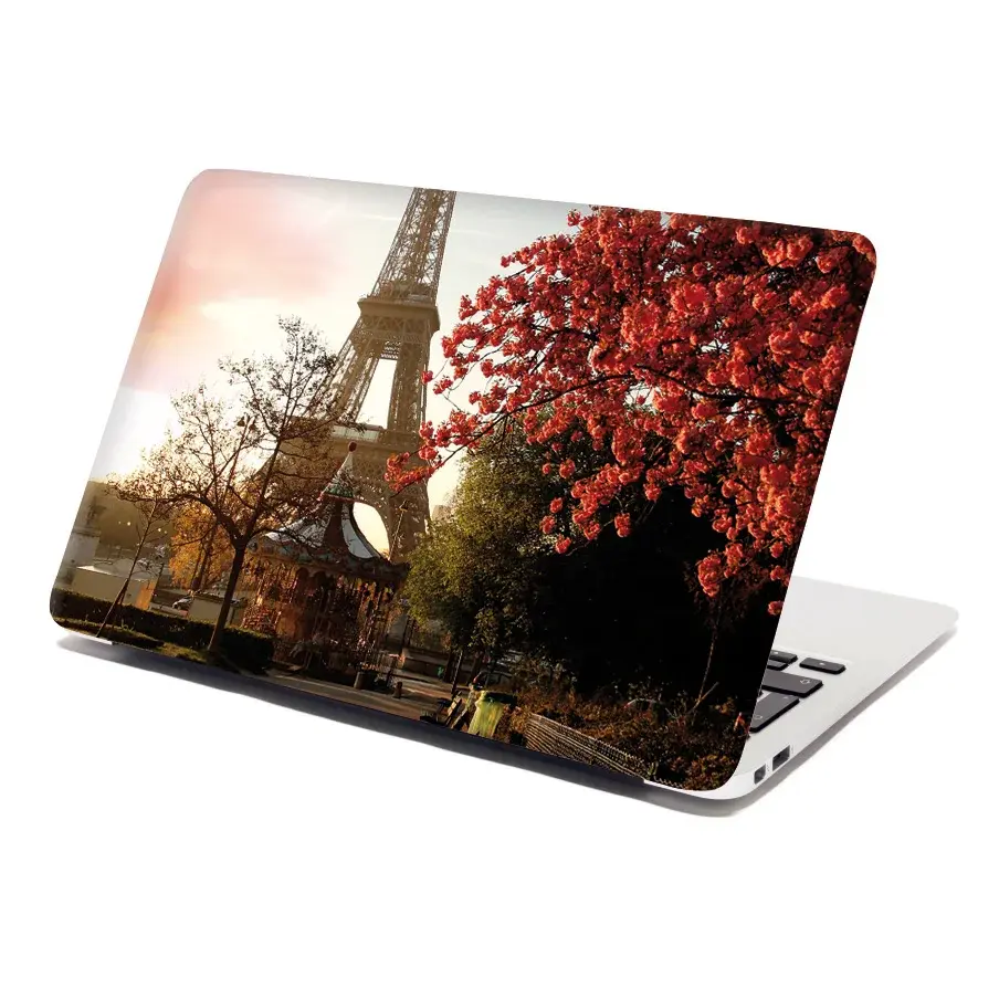 Samolepka na notebook Eiffelova věž a červený strom - 29x20 cm