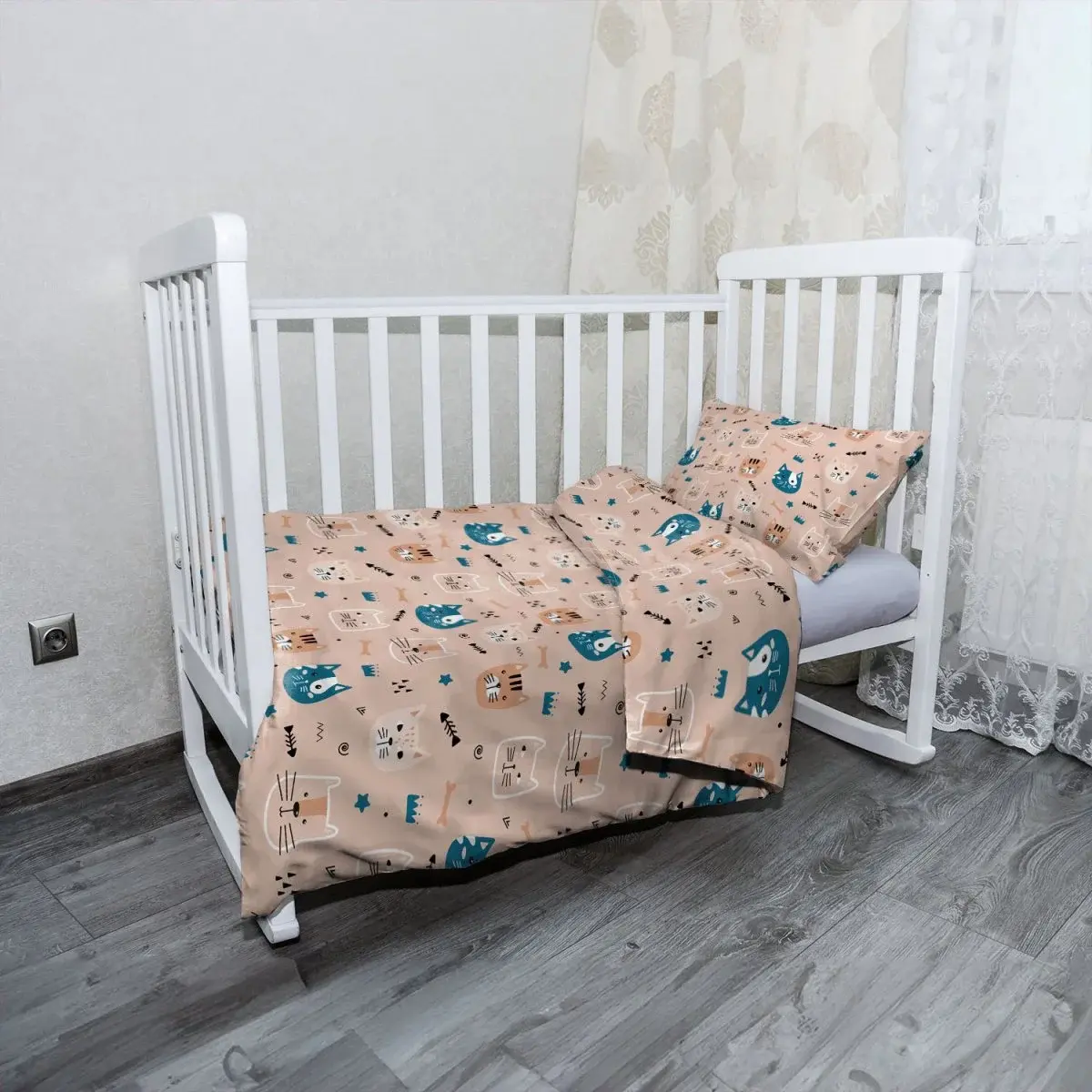 Mikroplyšové dětské povlečení do postýlky Barevné kočičky - 130x90 / 40x60