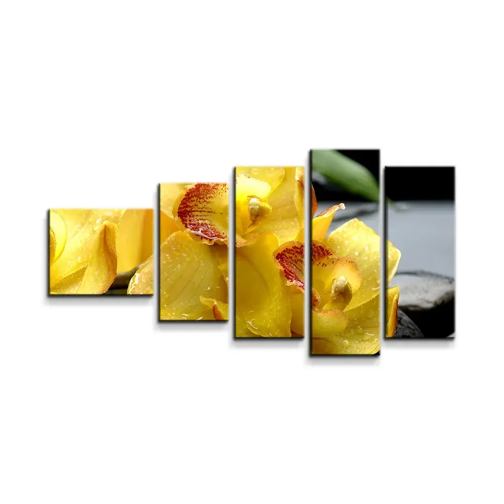 Obraz - 5-dílný Žluté orchideje - 100x60 cm