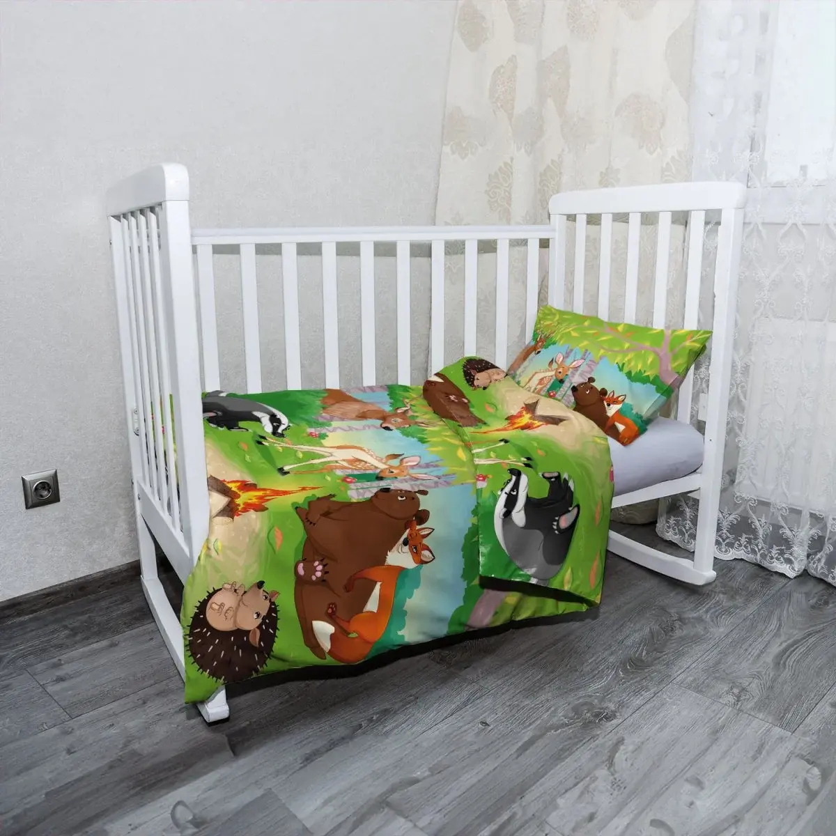 Mikroplyšové dětské povlečení do postýlky Lesní zvířátka 2 - 120x90 / 40x60