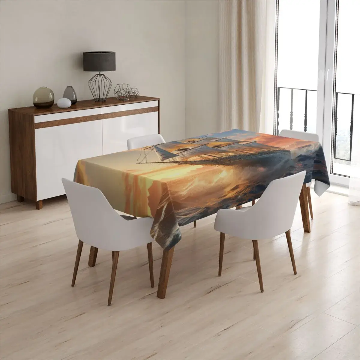 Ubrus Plachetnice ve vlnách při východu slunce - 90x90 cm