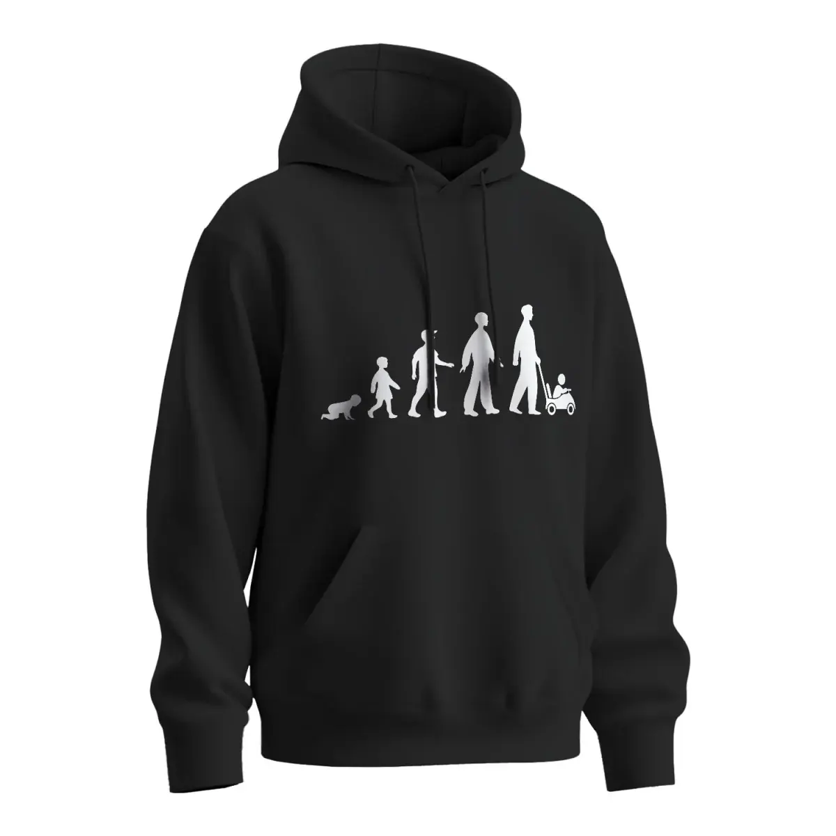 Mikina s potiskem Evoluce člověka - černá 3XL