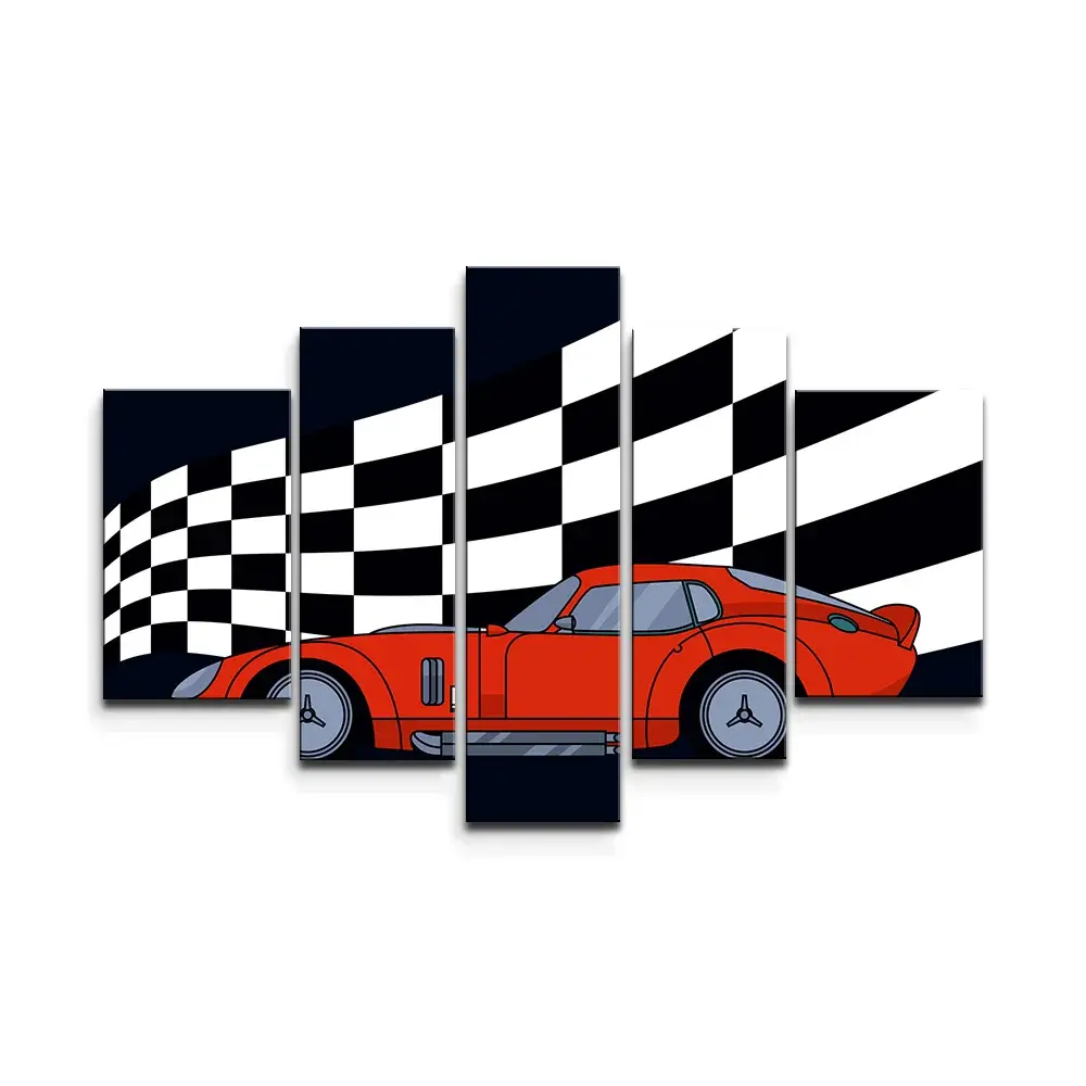 Obraz - 5-dílný Závodní auto - 125x90 cm