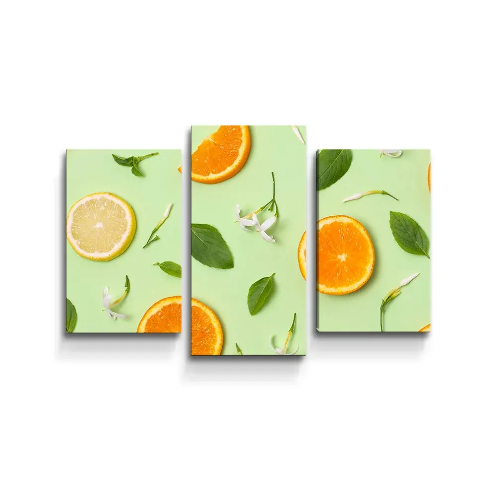 Obraz - 3-dílný Citrus a květ - 75x50 cm