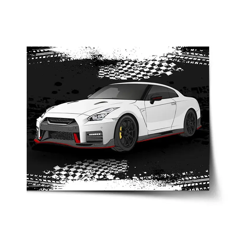 Plakát Nissan GTR 35 Černý - 90x60 cm
