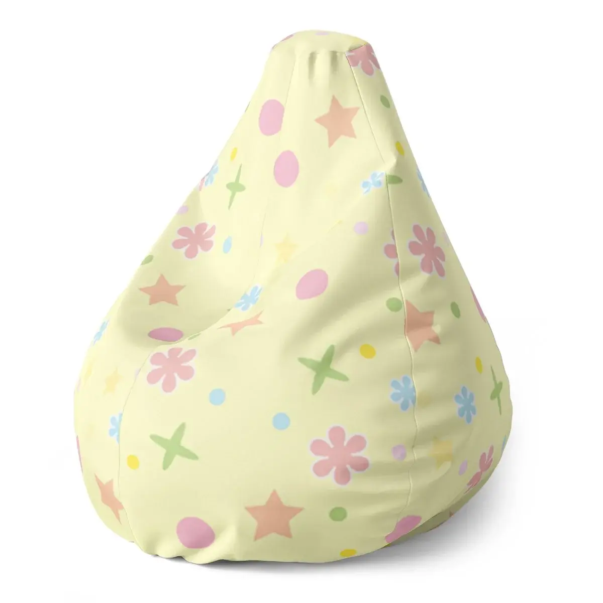 Sedací vak Pear Hvězdy, květy a puntíky - 70 x 95 x 15 cm