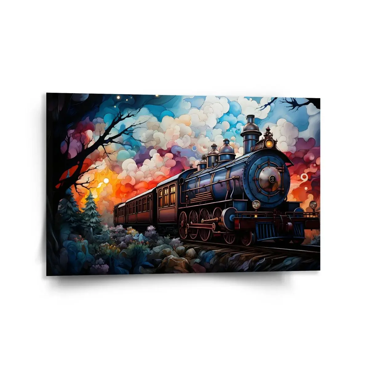Obraz Parní lokomotiva v kouzelné krajině - 120x80 cm