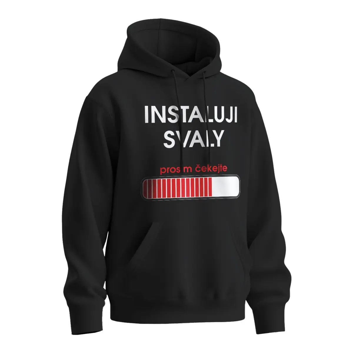Mikina s potiskem Instaluji svaly - černá