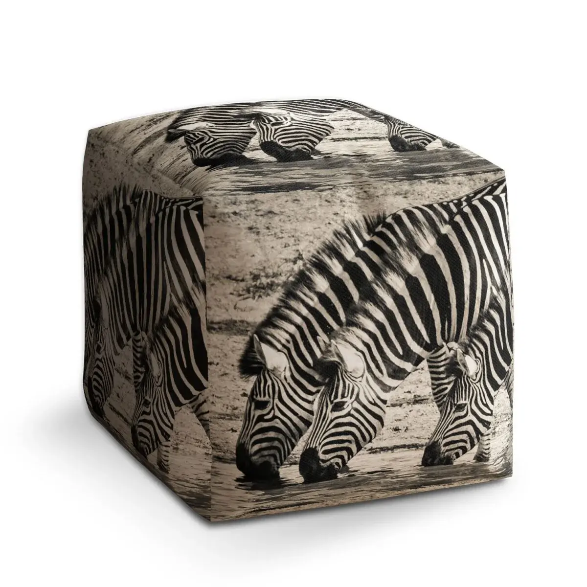 Taburet Cube Zebry u vody - 40x40x40 cm