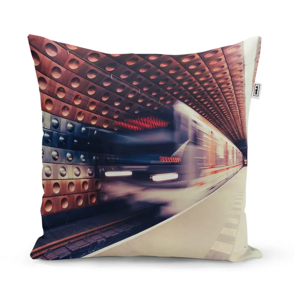 Polštář Metro v barevné stanici - 50x50 cm
