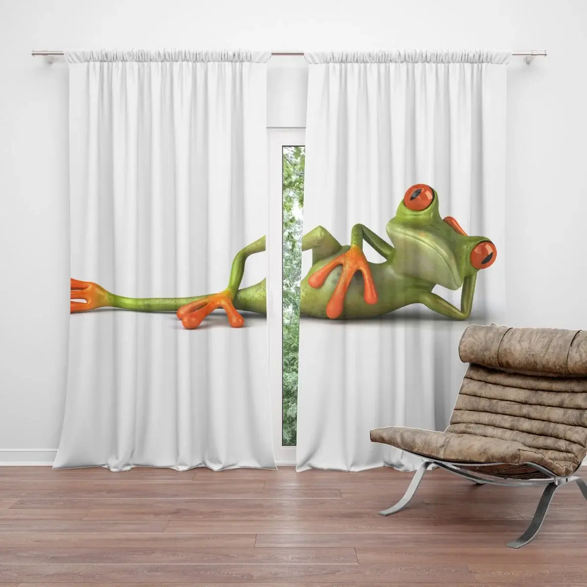 Závěs Ležící žába: 2ks 140x250cm