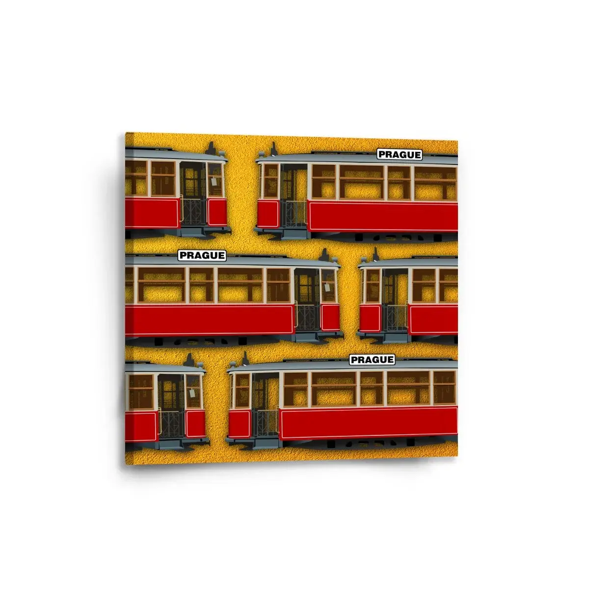 Obraz Pražské historické tramvaje Žlutý Pattern - 50x50 cm