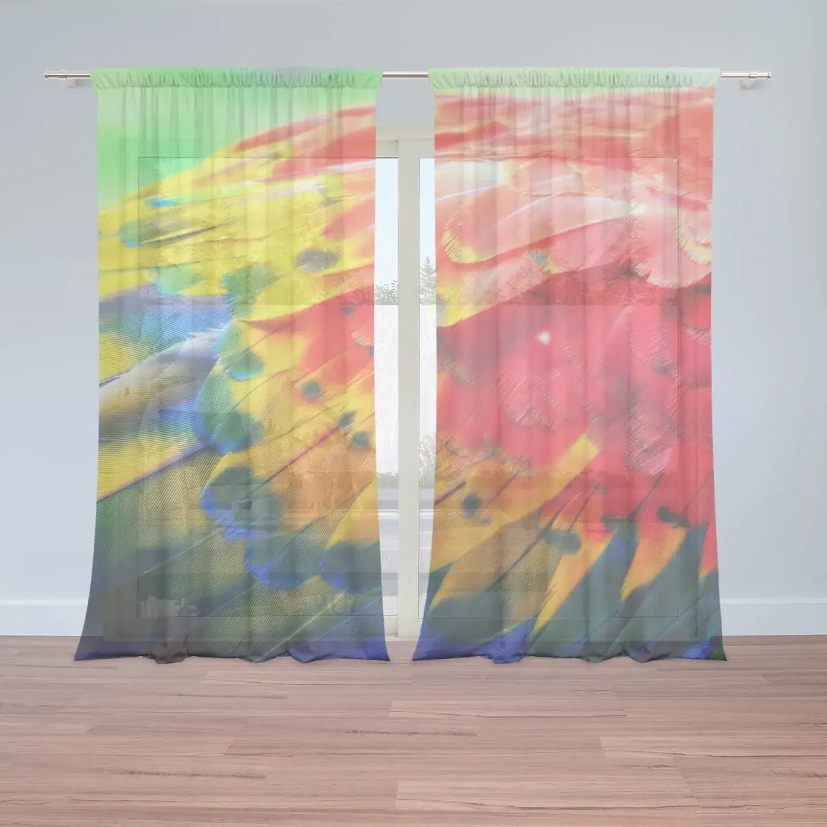 Záclony Barevné peří 2: 2ks 150x250cm