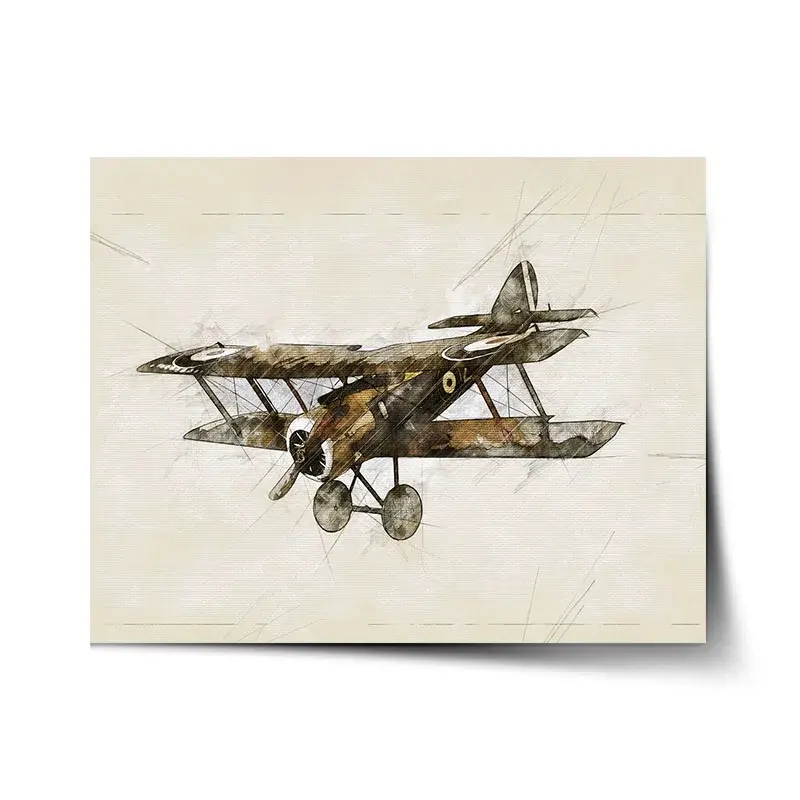 Plakát Historický dvouplošník Vintage - 60x40 cm