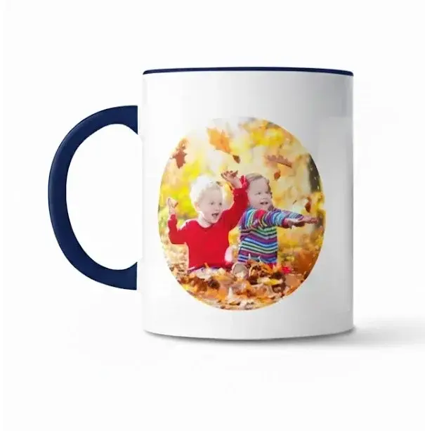 Hrnek s vlastním potiskem, modrým vnitřkem a uchem: 300 ml