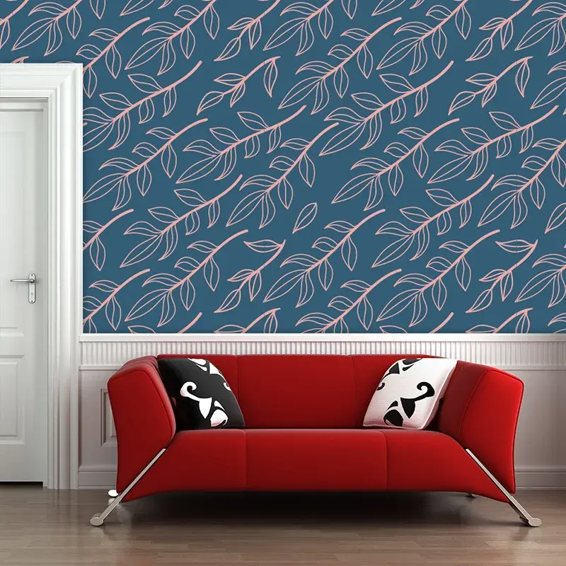 Tapeta Růžové malované lístky - 336x220 cm