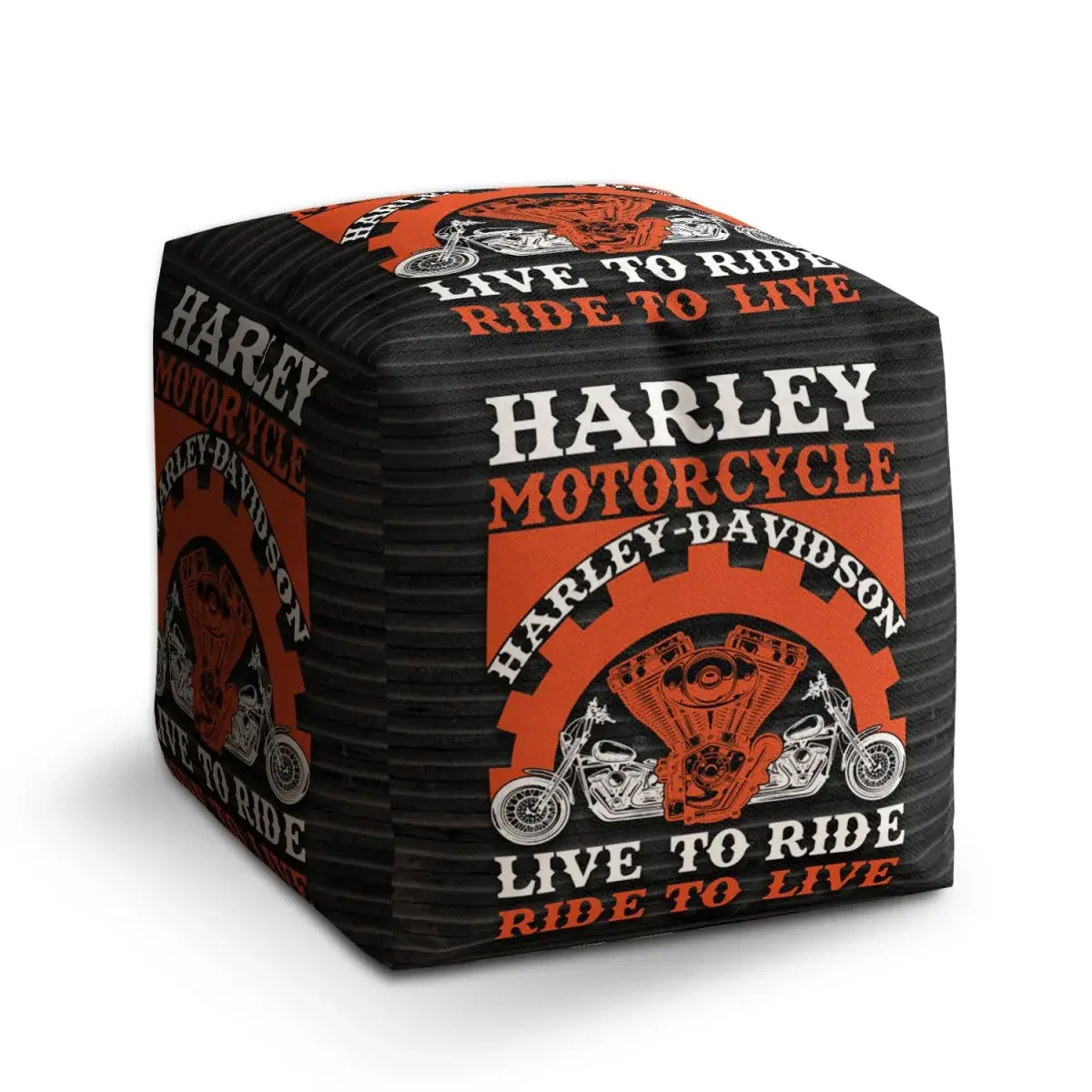 Taburet Cube Harley-Davidson Live to ride, ride to live - 40x40x40 cm