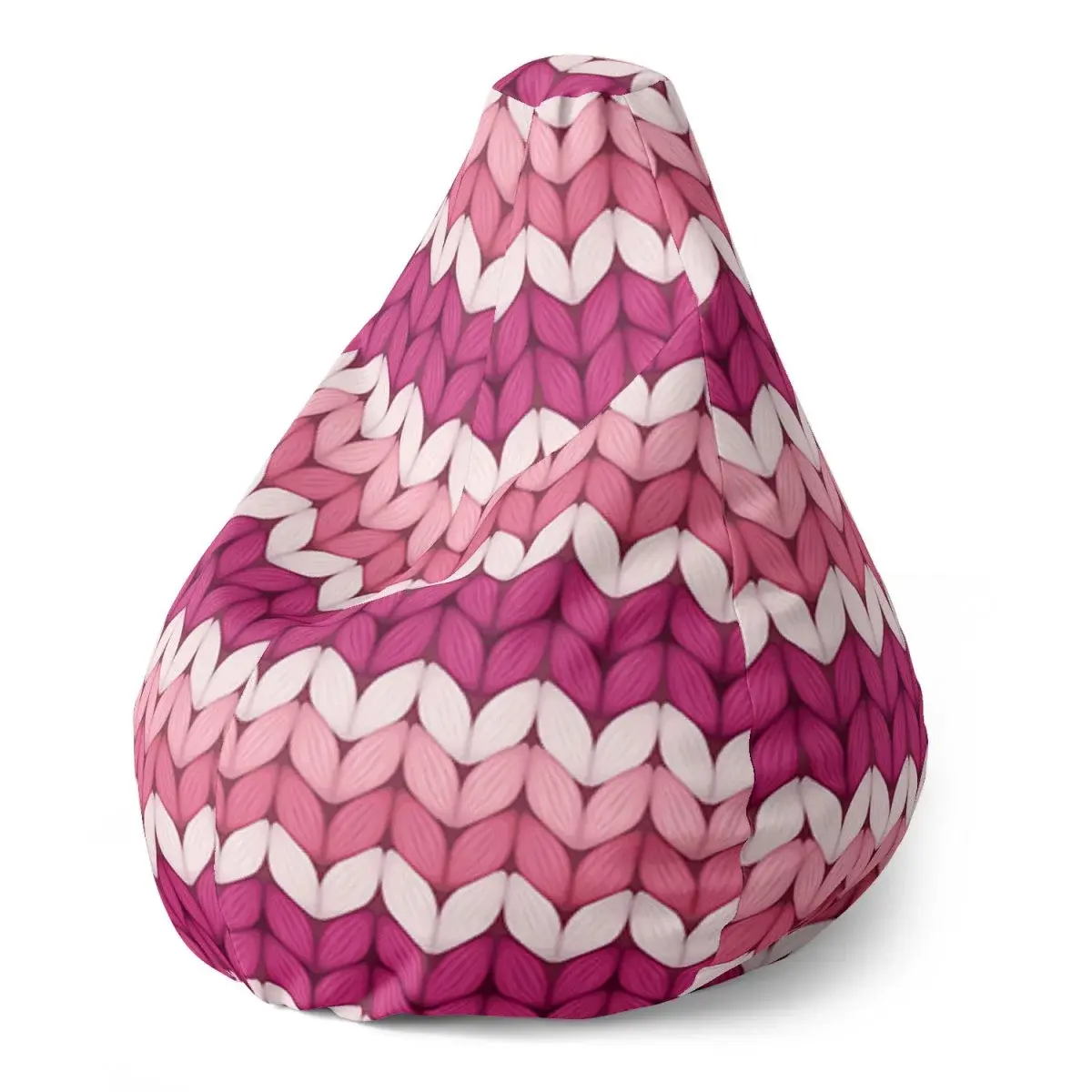 Sedací vak Pear Střídajíci růžové pletení - 70 x 95 x 15 cm