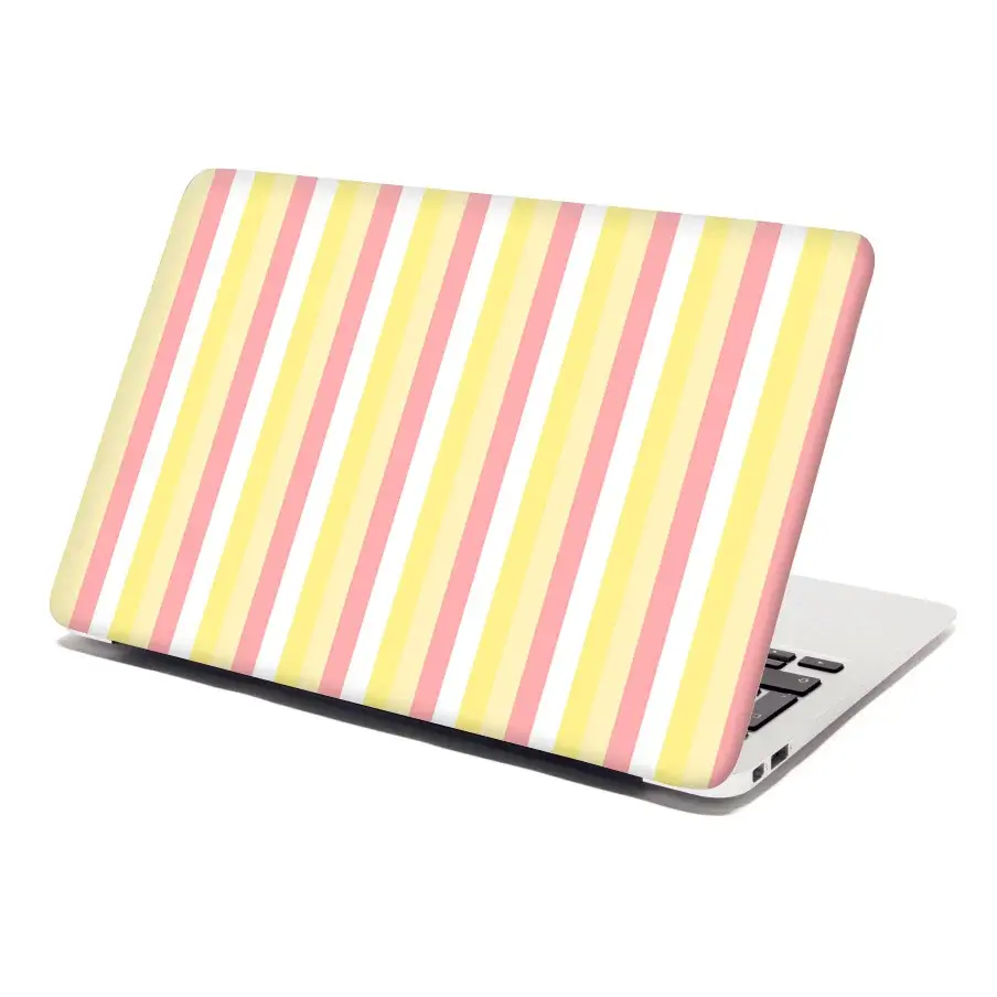 Samolepka na notebook Žlutorůžové pruhy - 38x26 cm