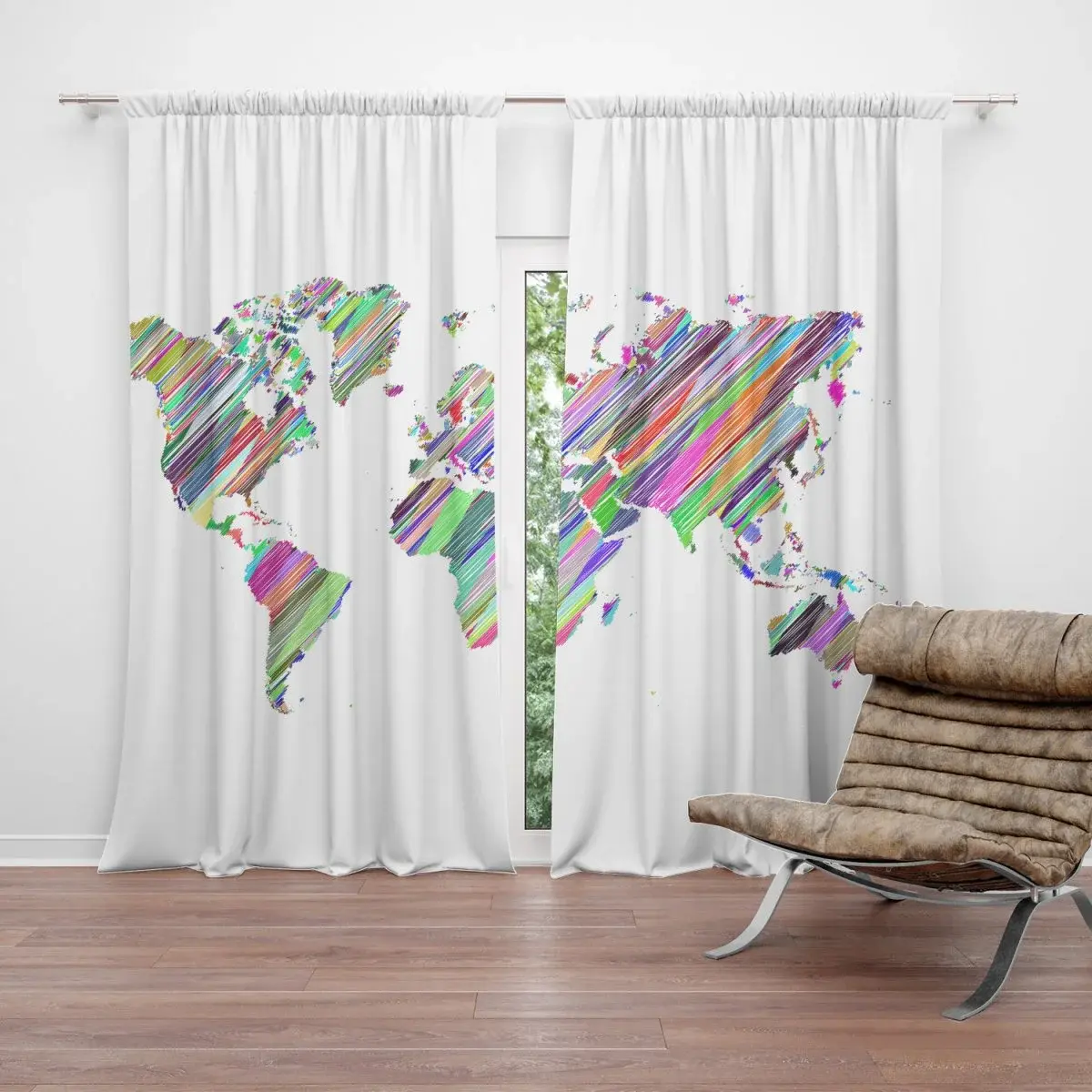Závěs Barevné světadíly: 2ks 140x250cm