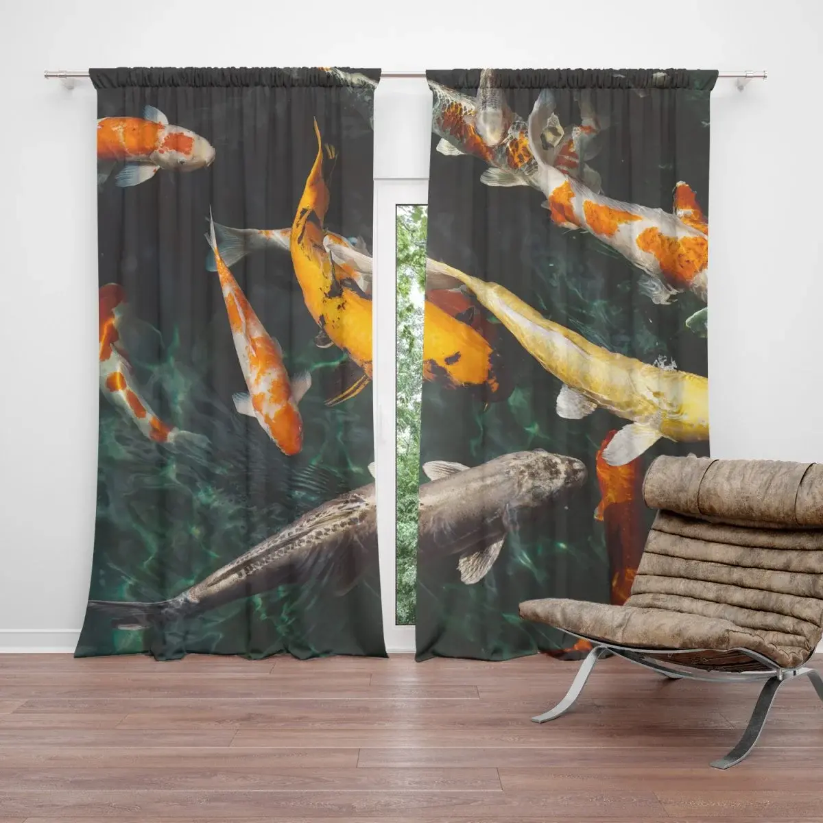 Závěs Ryby: 2ks 140x250cm