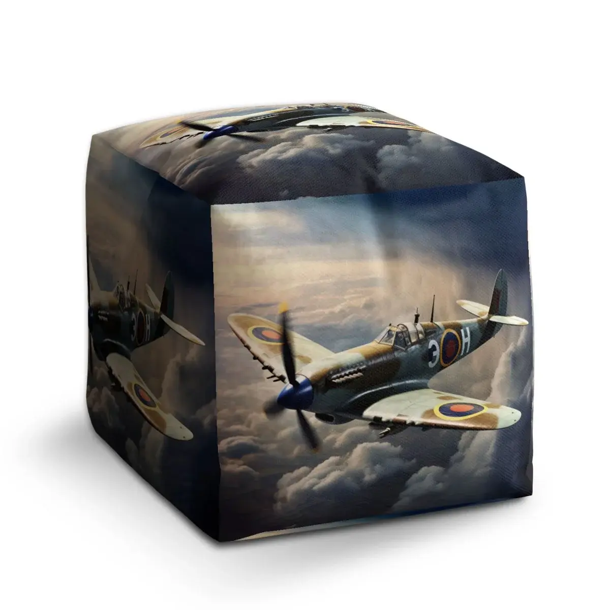 Taburet Cube Stíhačka Spitfire - 40x40x40 cm