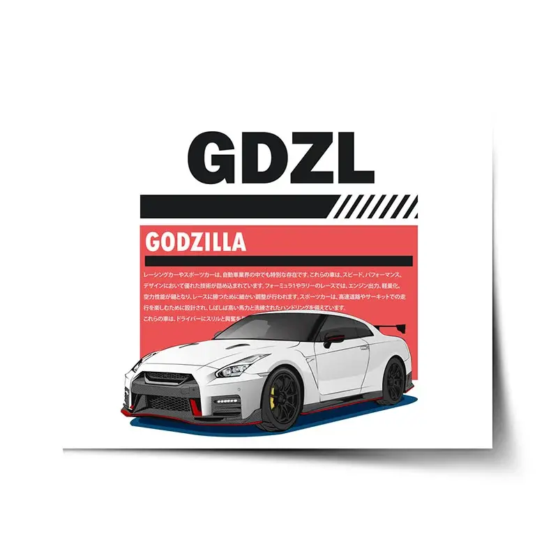 Plakát Nissan GTR 35 Godzilla - 120x80 cm