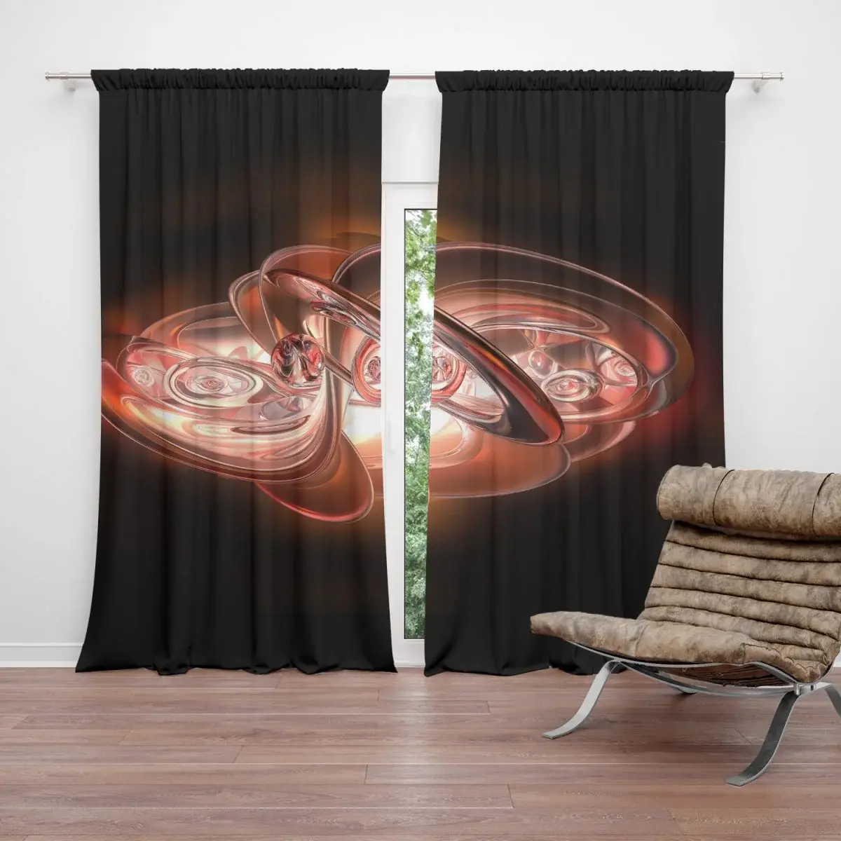 Závěs Červená abstrakce: 2ks 140x250cm