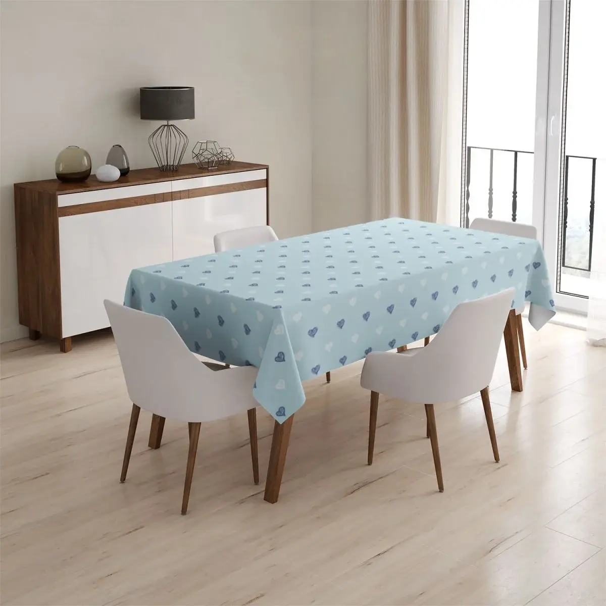 Ubrus Srdce na modré - 130x170 cm