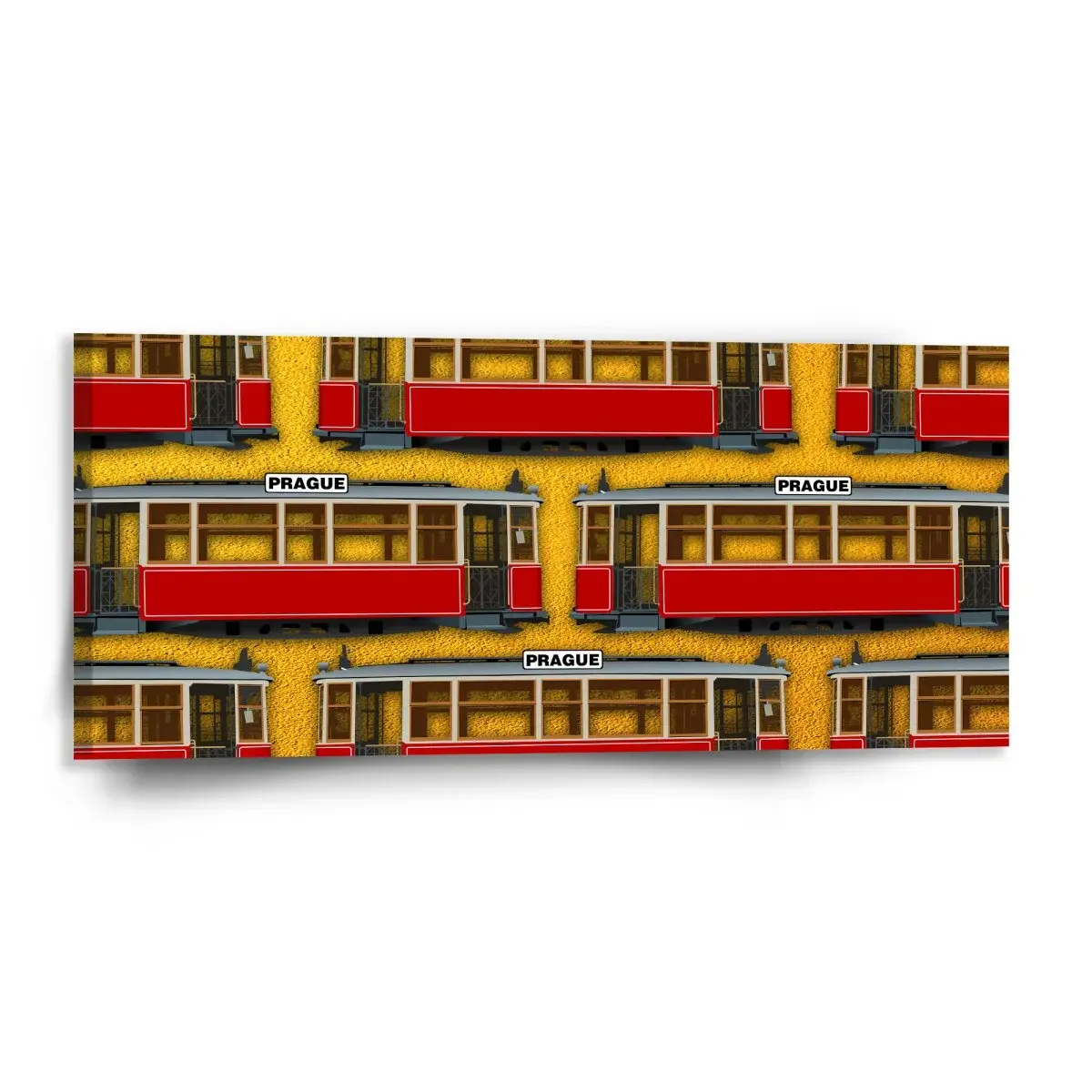 Obraz Pražské historické tramvaje Žlutý Pattern - 110x50 cm
