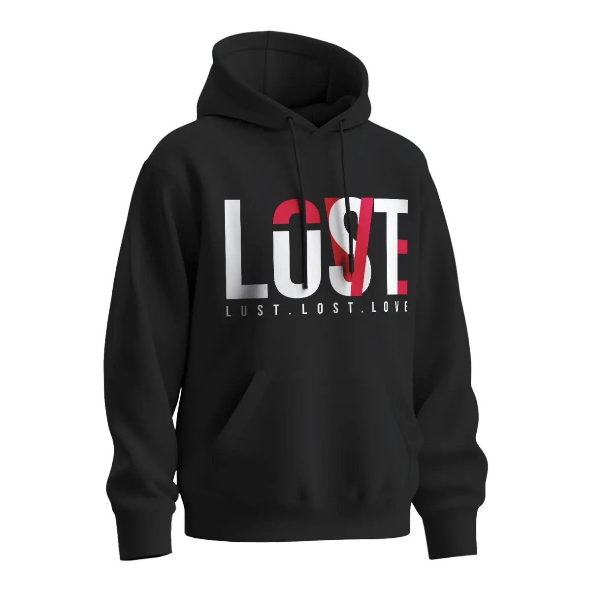 Mikina s potiskem LUST LOST LOVE - černá
