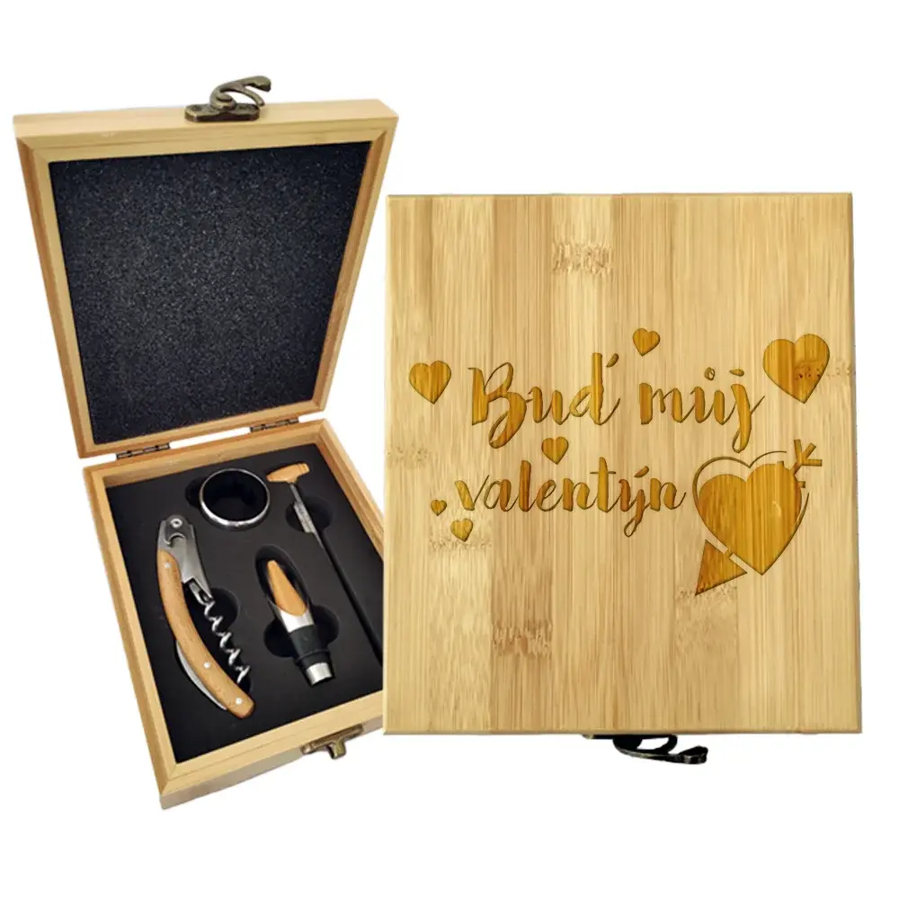 Dárková sada na víno Buď můj Valentýn: 147×168×49 mm