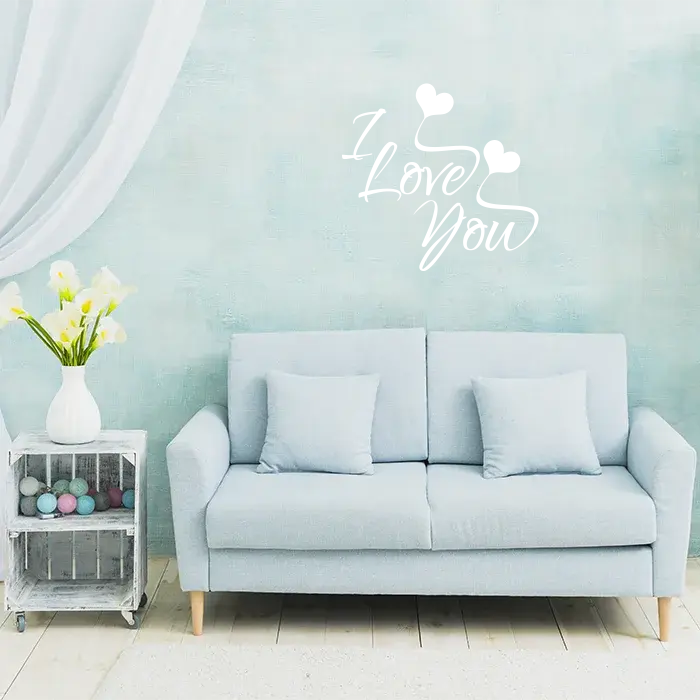 Samolepka na zeď: nápis I love you - 90x86 cm