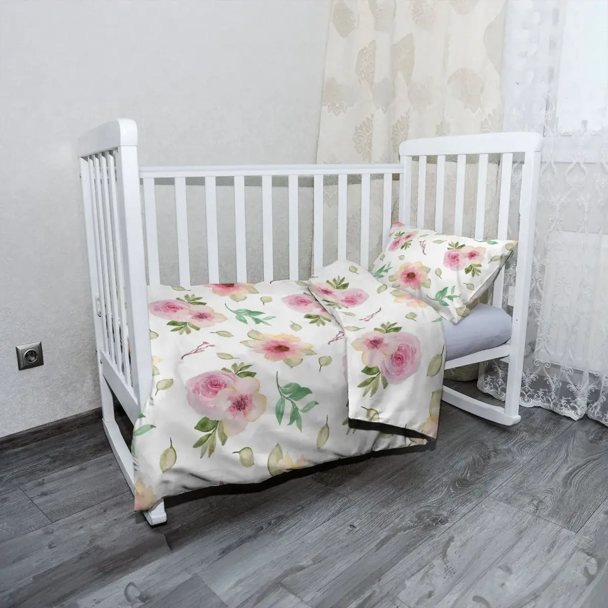 Dětské povlečení do postýlky Růžové květy - 120x90 / 40x60