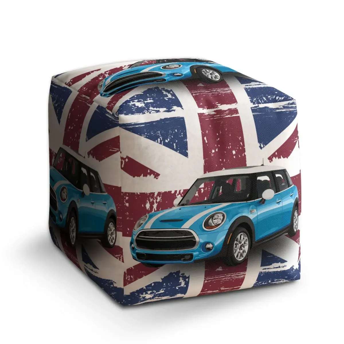 Taburet Cube Mini sedan Britská vlajka - 60x60x60 cm