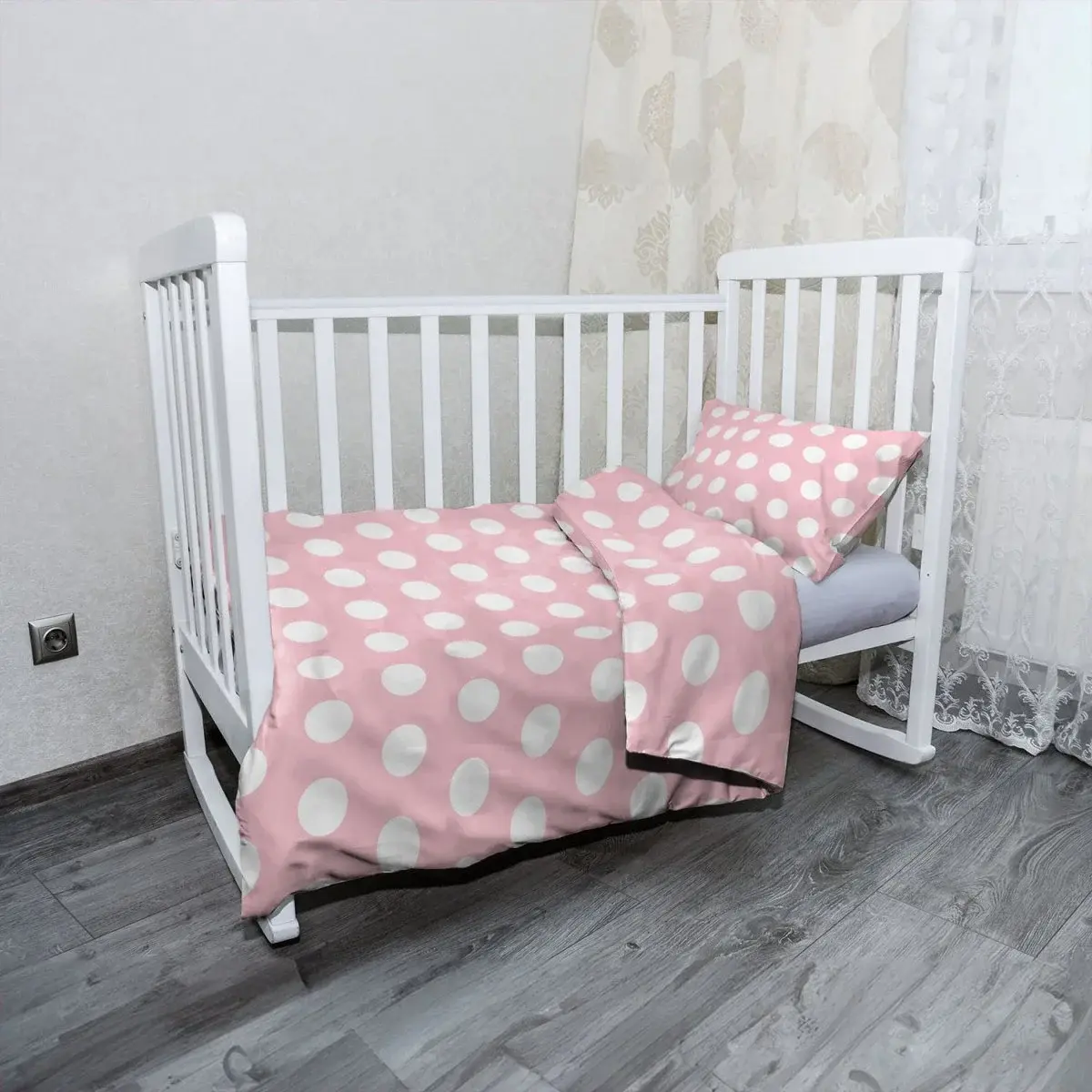 Mikroplyšové dětské povlečení do postýlky Bílé tečky - 130x90 / 40x60