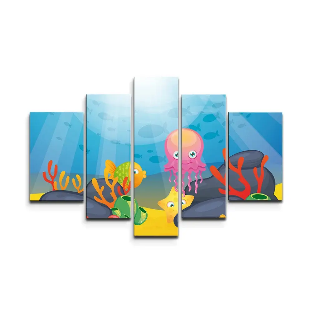 Obraz - 5-dílný Podmořský svět - 125x90 cm