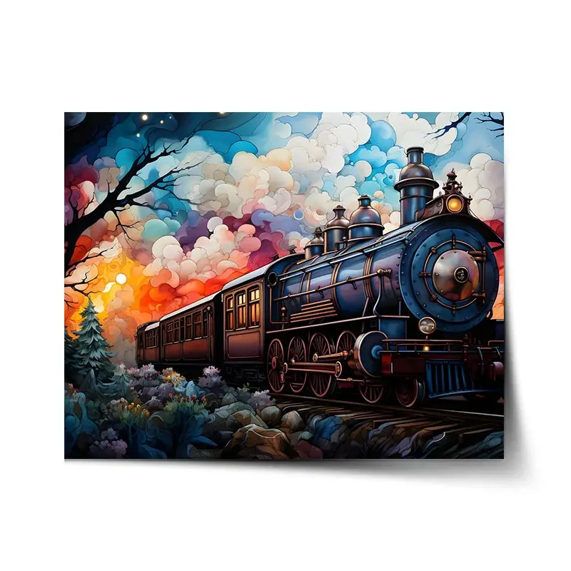 Plakát Parní lokomotiva v kouzelné krajině - 120x80 cm